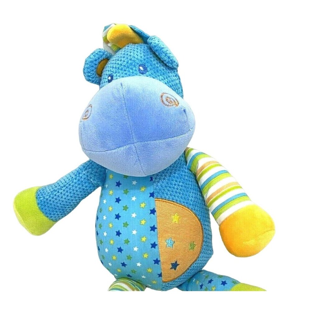 Burton and Burton Plush Hippo Rattle Infant Baby Toy Soft Sensory Nursery Travel